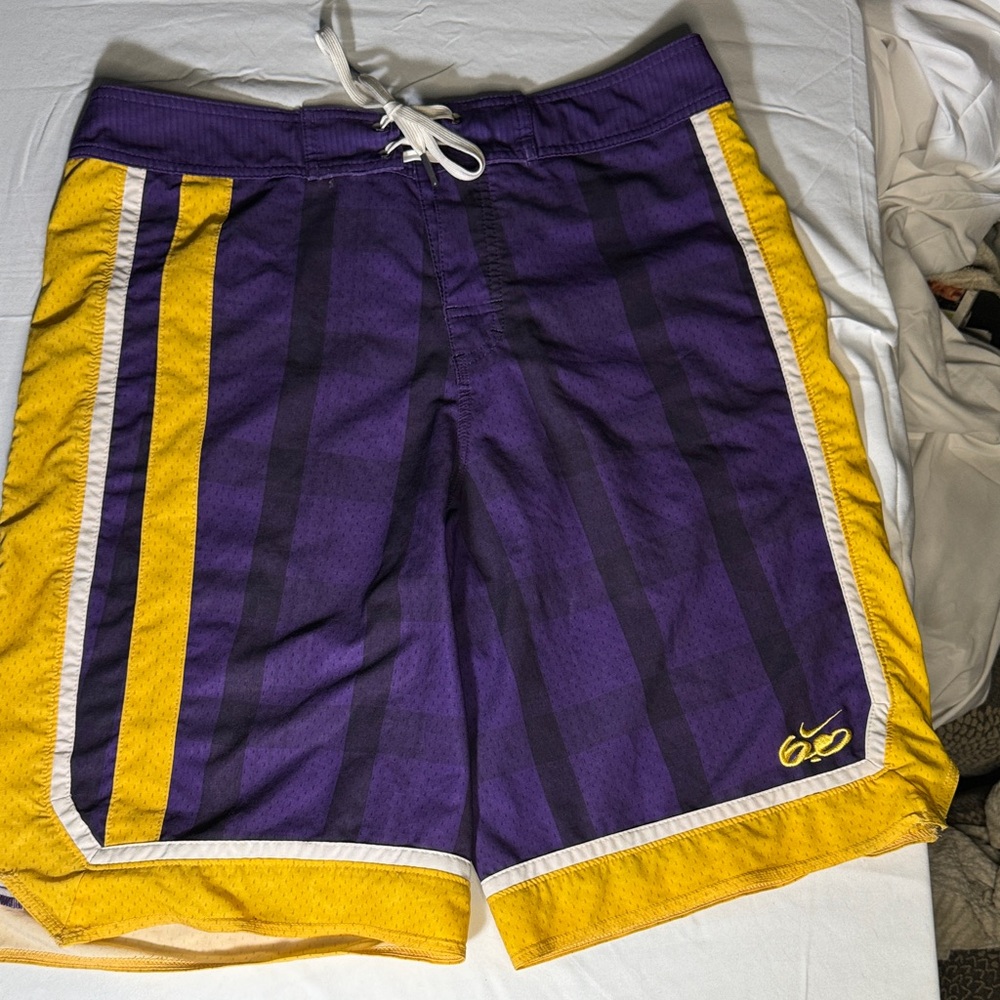 Nike 6.0 Purple and Yellow Striped Shorts lakers colors